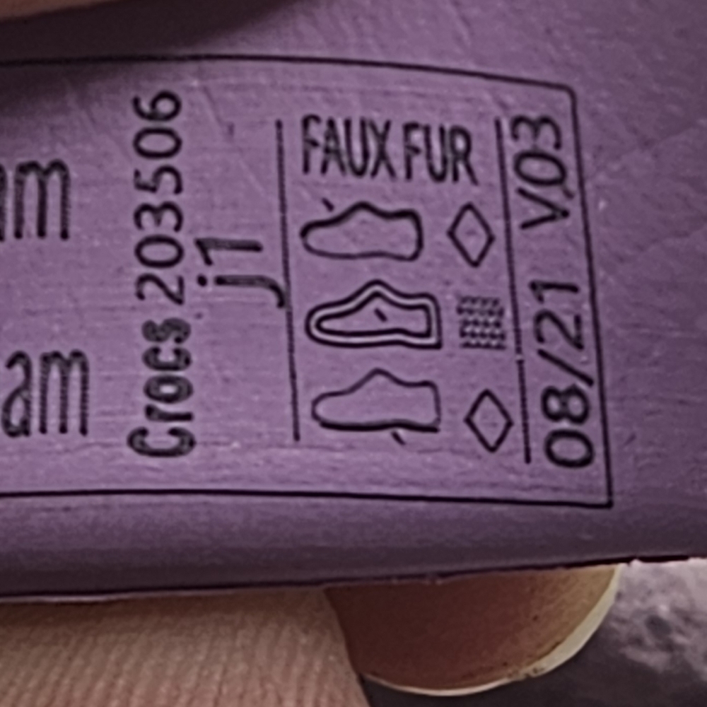 Crocs fleece lined clog purple lilac size 1 - Picture 7 of 15